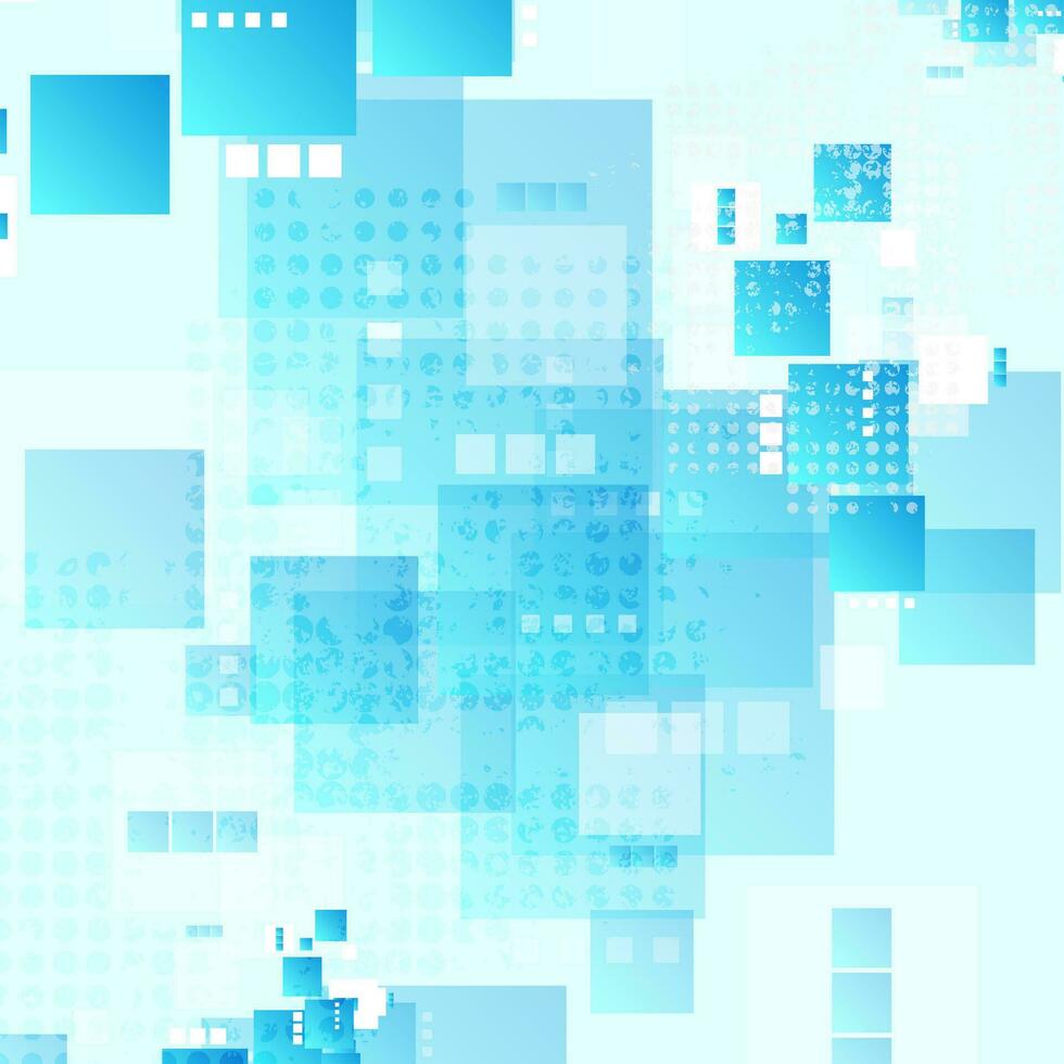 Bright blue geometric background with squares vector