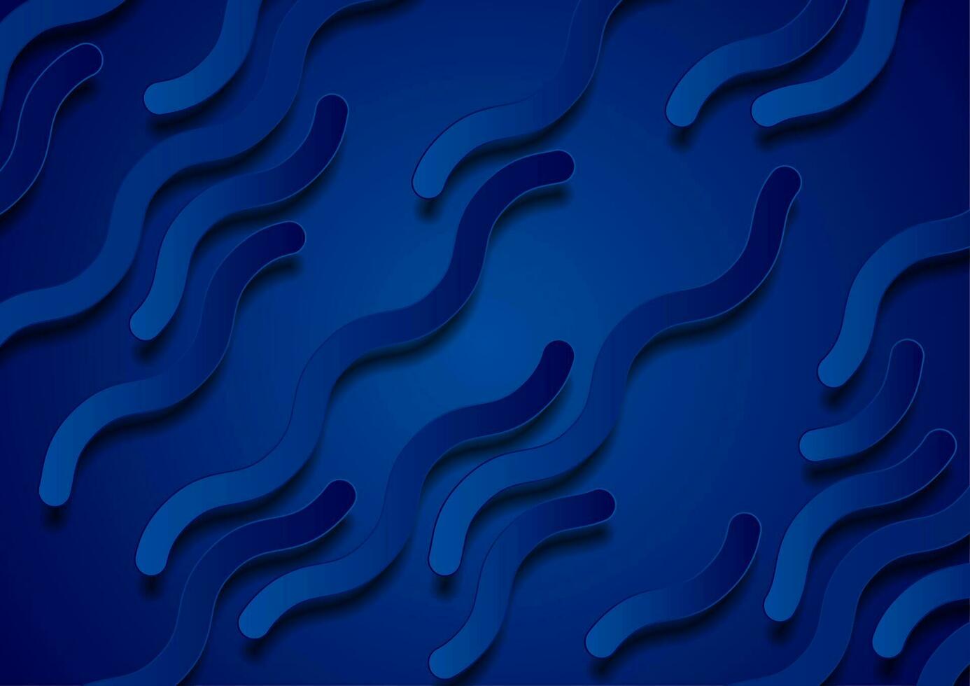 Dark blue abstract background with wavy stripes vector