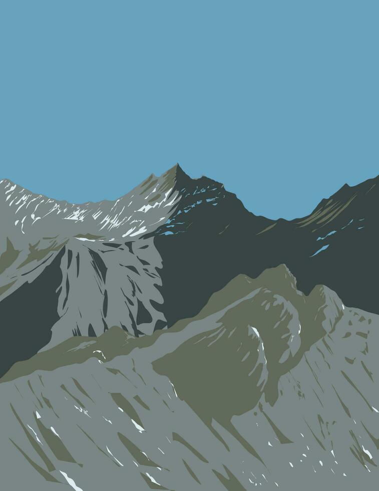 negro Cuillin en Cuillin cresta en el isla de skye en Escocia wpa Arte deco póster vector