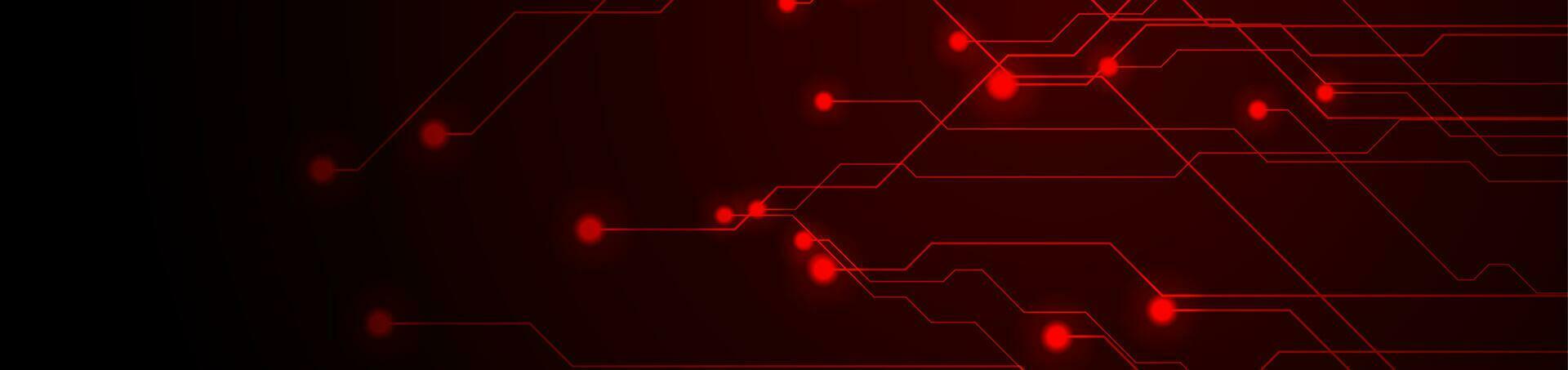 Abstract neon red tech circuit board lines background vector