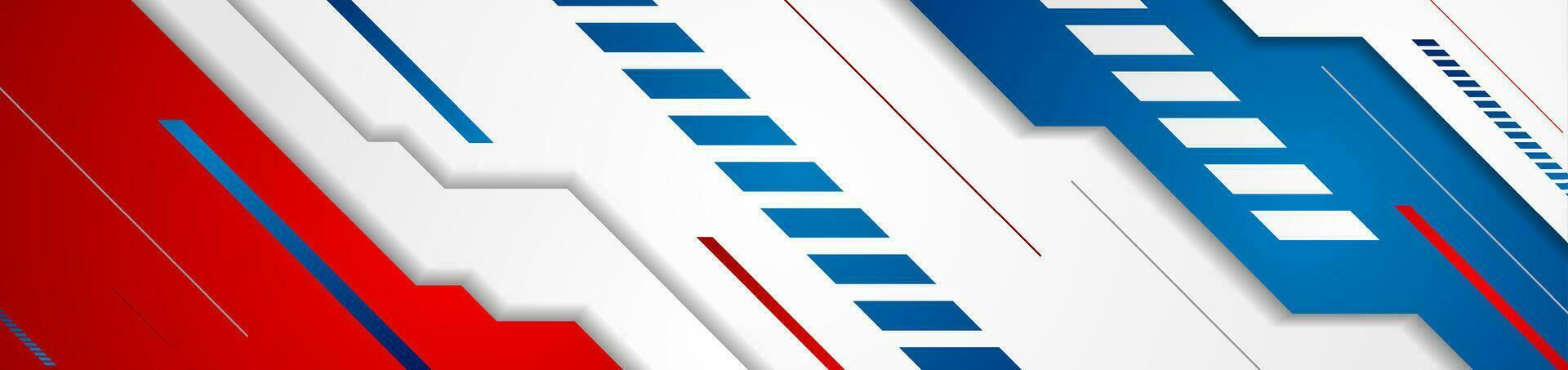 Red and blue abstract tech geometric banner design vector