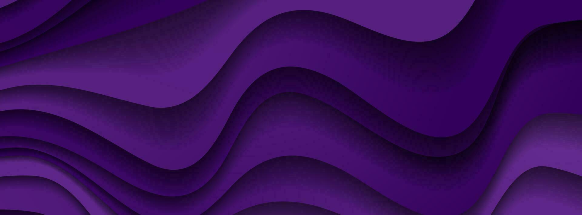 Dark violet paper waves abstract banner vector