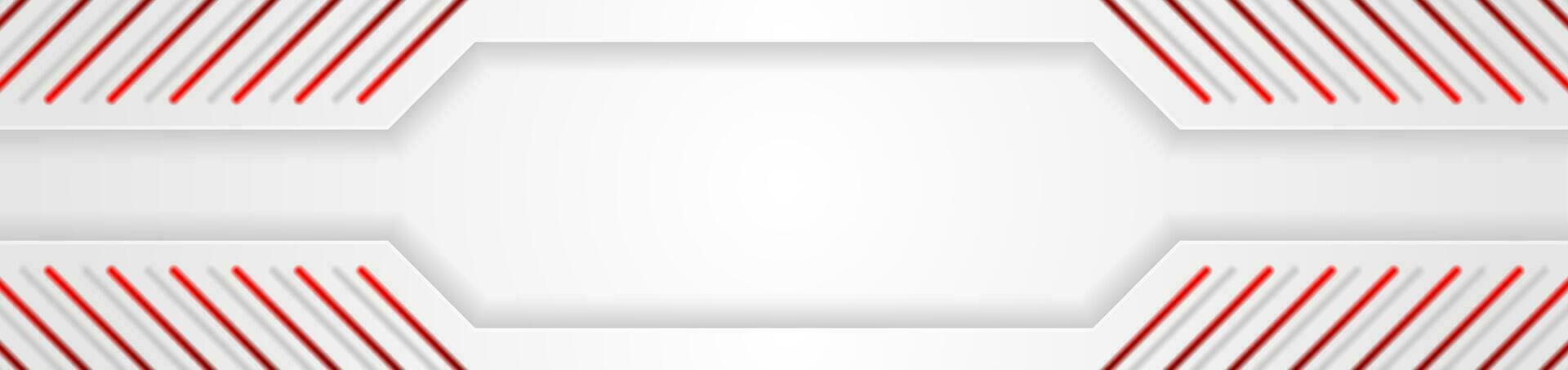 Grey tech geometric background with red lines vector