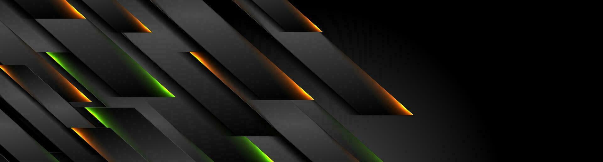 Futuristic black technology background with neon lines vector