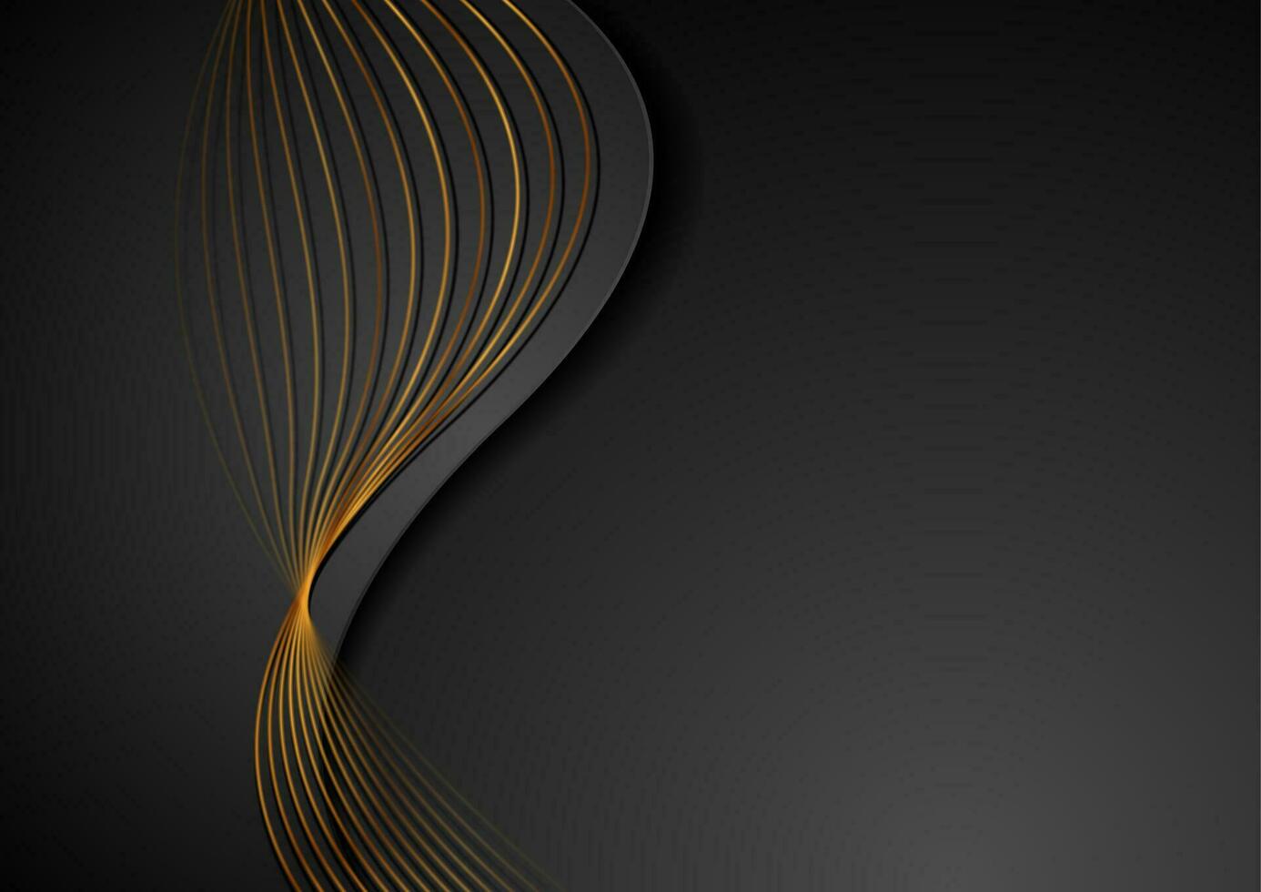 Black corporate wavy background with bronze lines vector