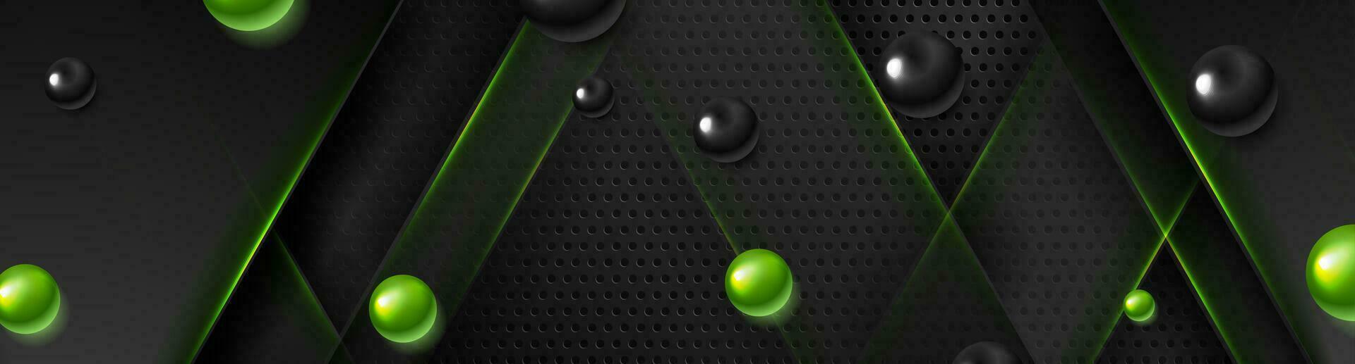 Futuristic technology background with green neon lines vector