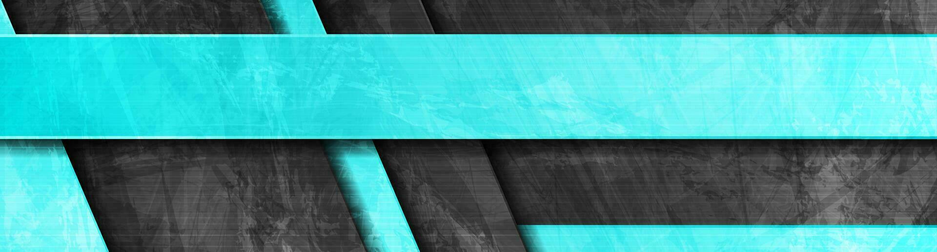 Cyan and black abstract stripes grunge banner design vector