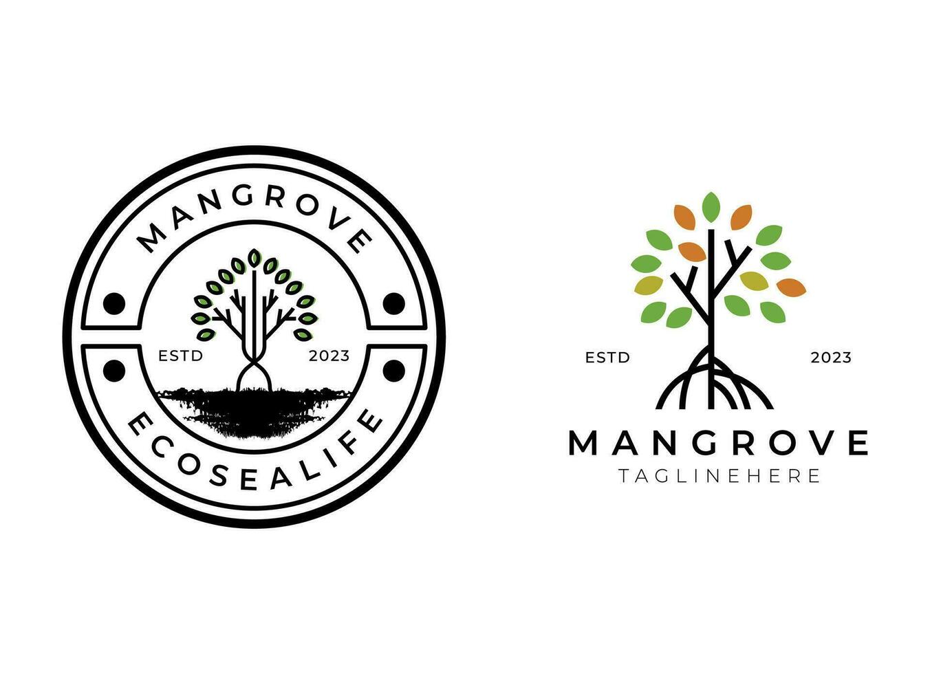 Mangrove tree logo design template vector