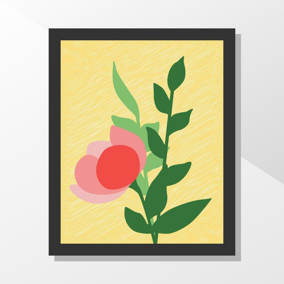 flor y hojas minimalista pared Arte decoración vector diseño ilustración