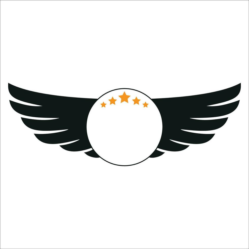 ilustración de un circulo logo con alas y estrellas vector