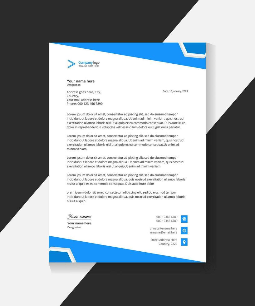 Corporate modern vector letterhead template design