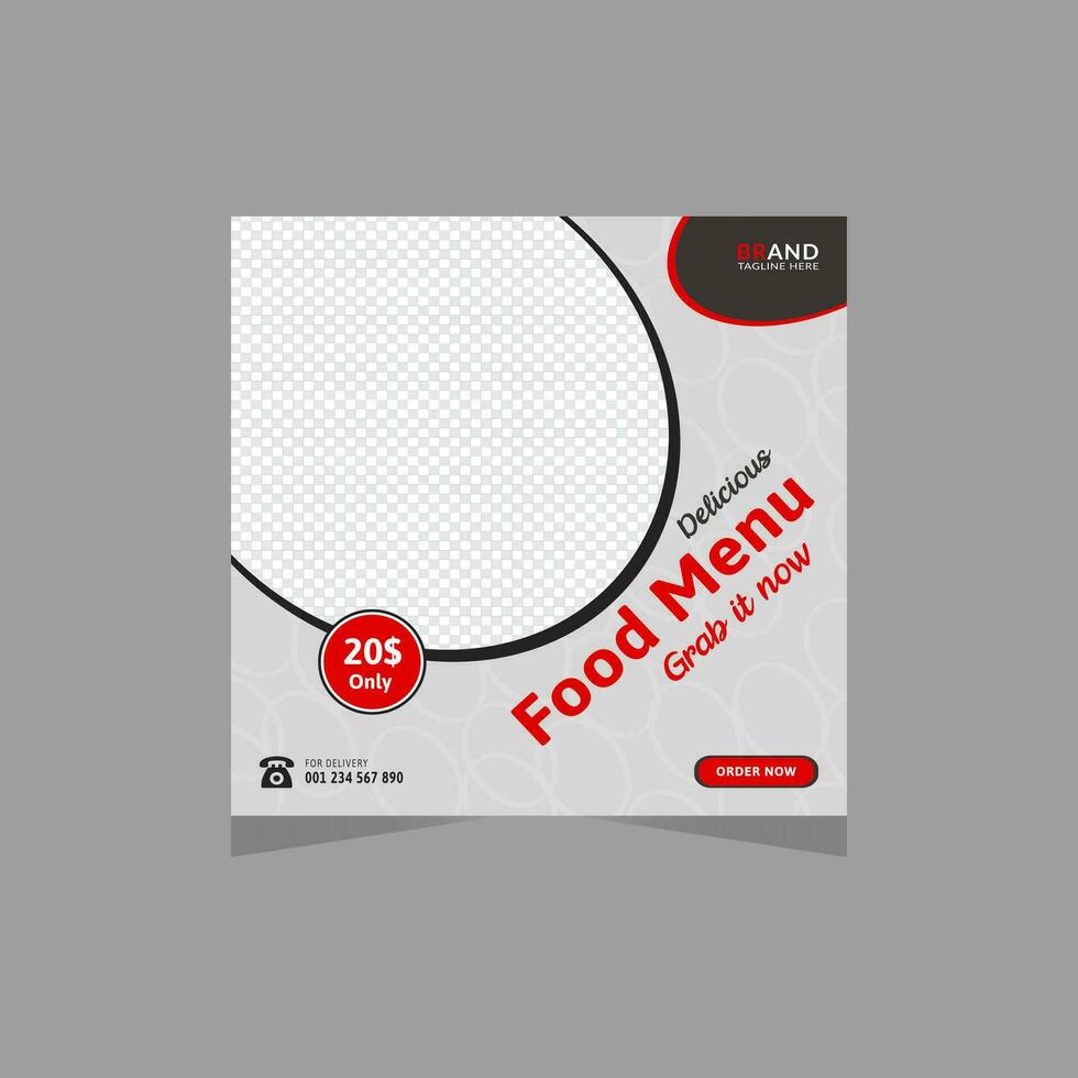 Restaurant hot and spicy fast food menu social media promotion post design vector template