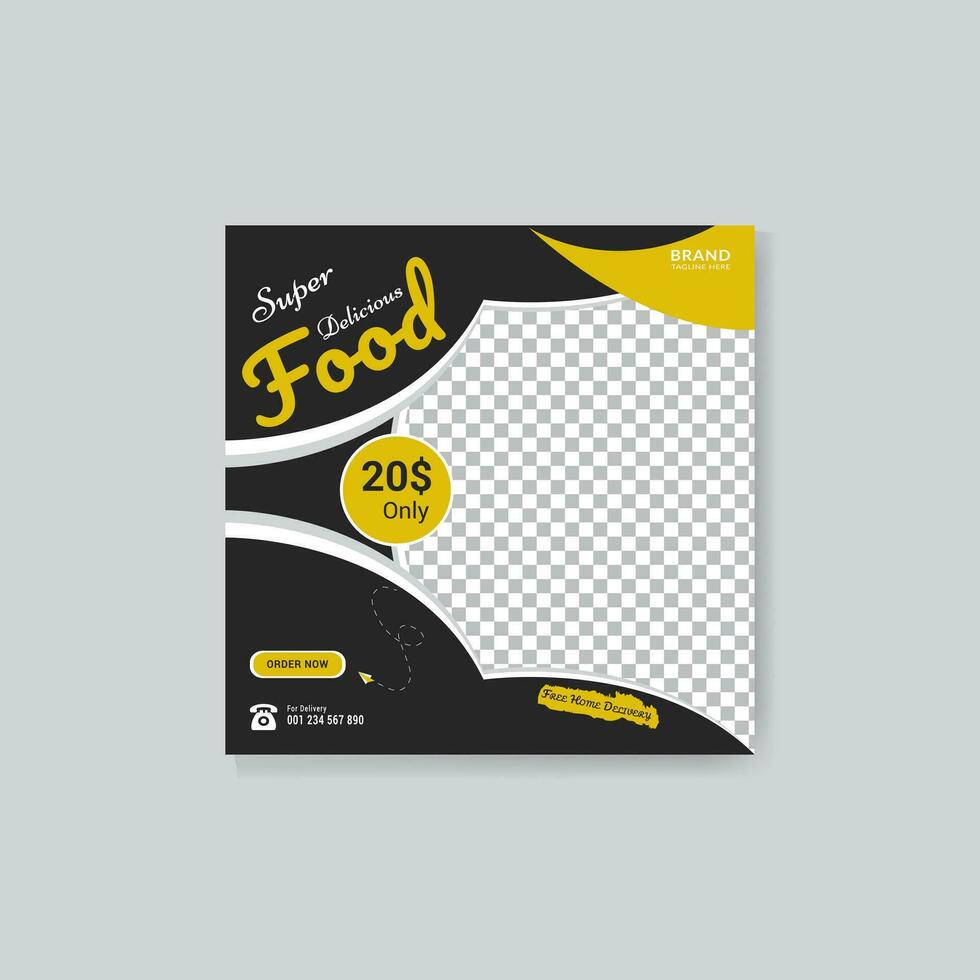Restaurant hot and spicy fast food menu social media promotion post design vector template
