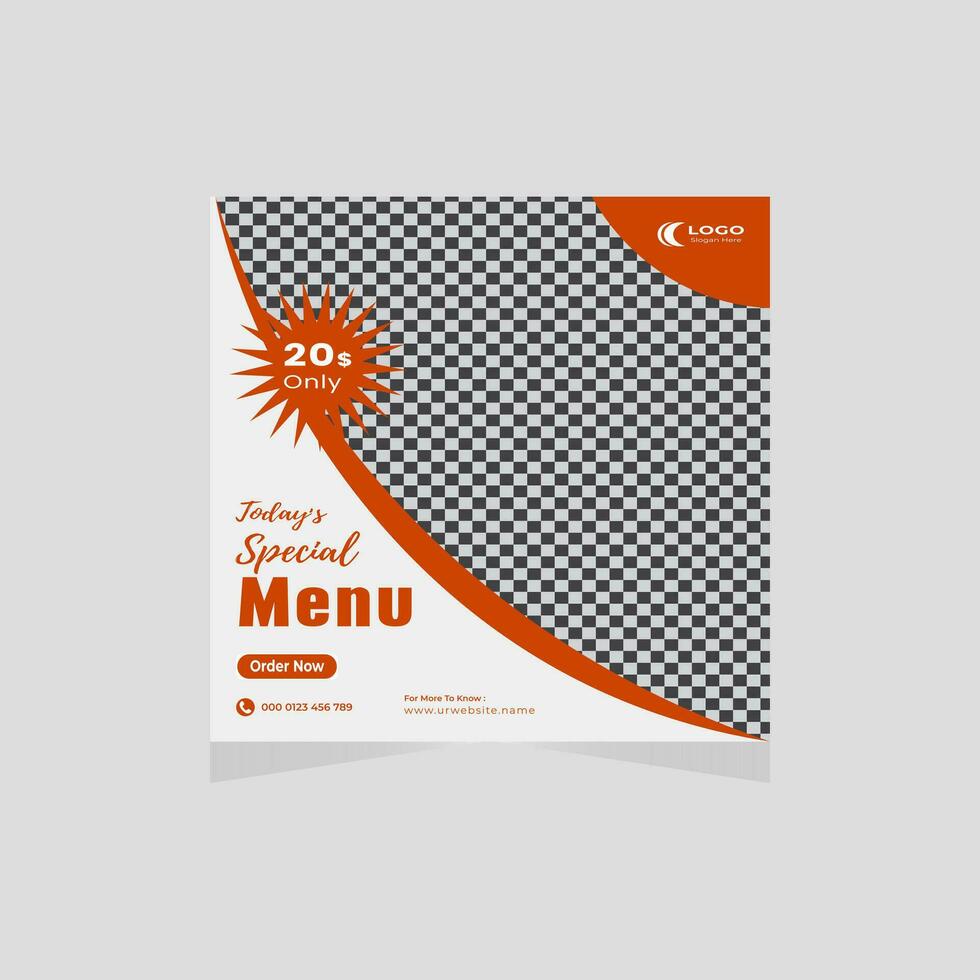 Restaurant hot and spicy fast food menu social media promotion post design vector template