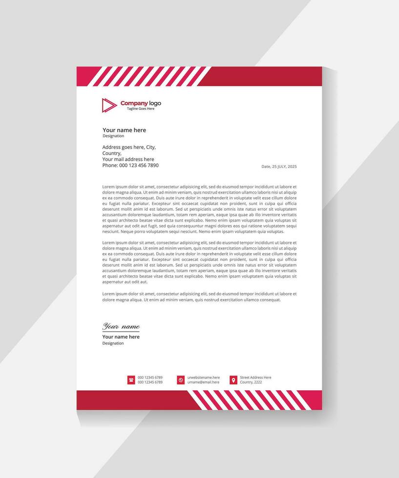 Corporate modern vector letterhead template design