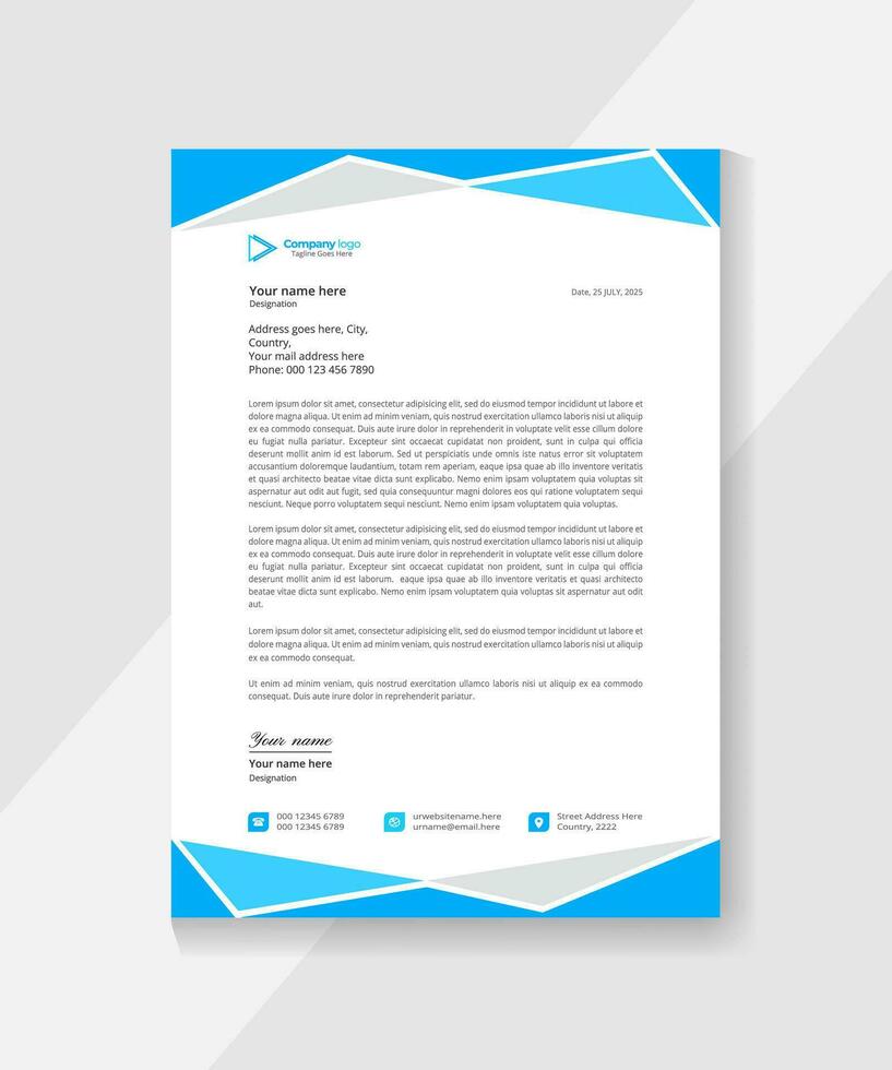 Corporate modern vector letterhead template design