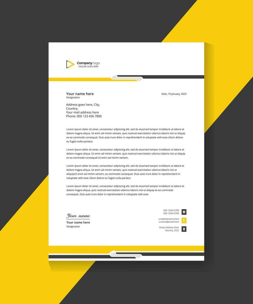 Corporate modern vector letterhead template design