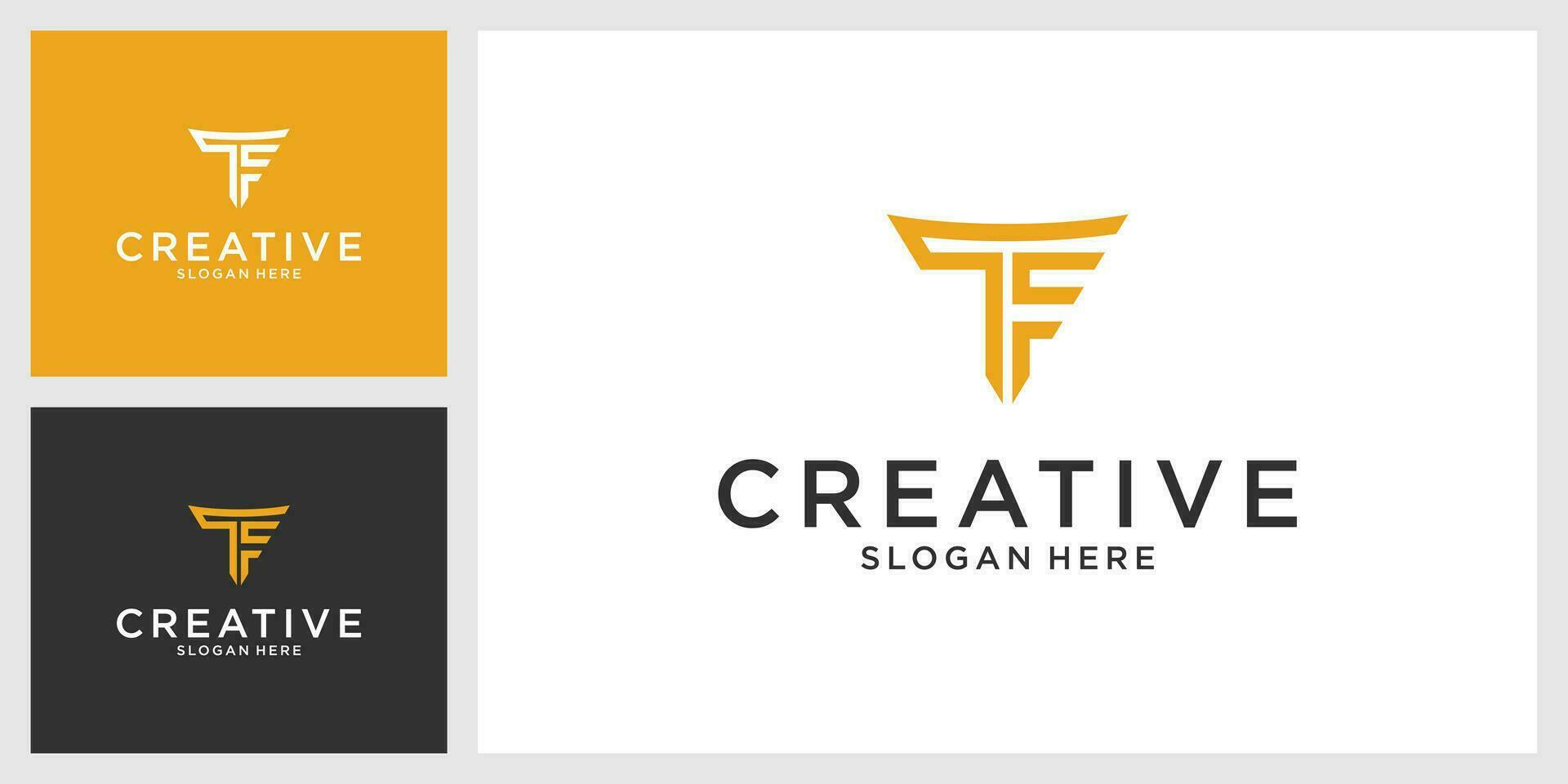 TF or FT initial letter logo design vector