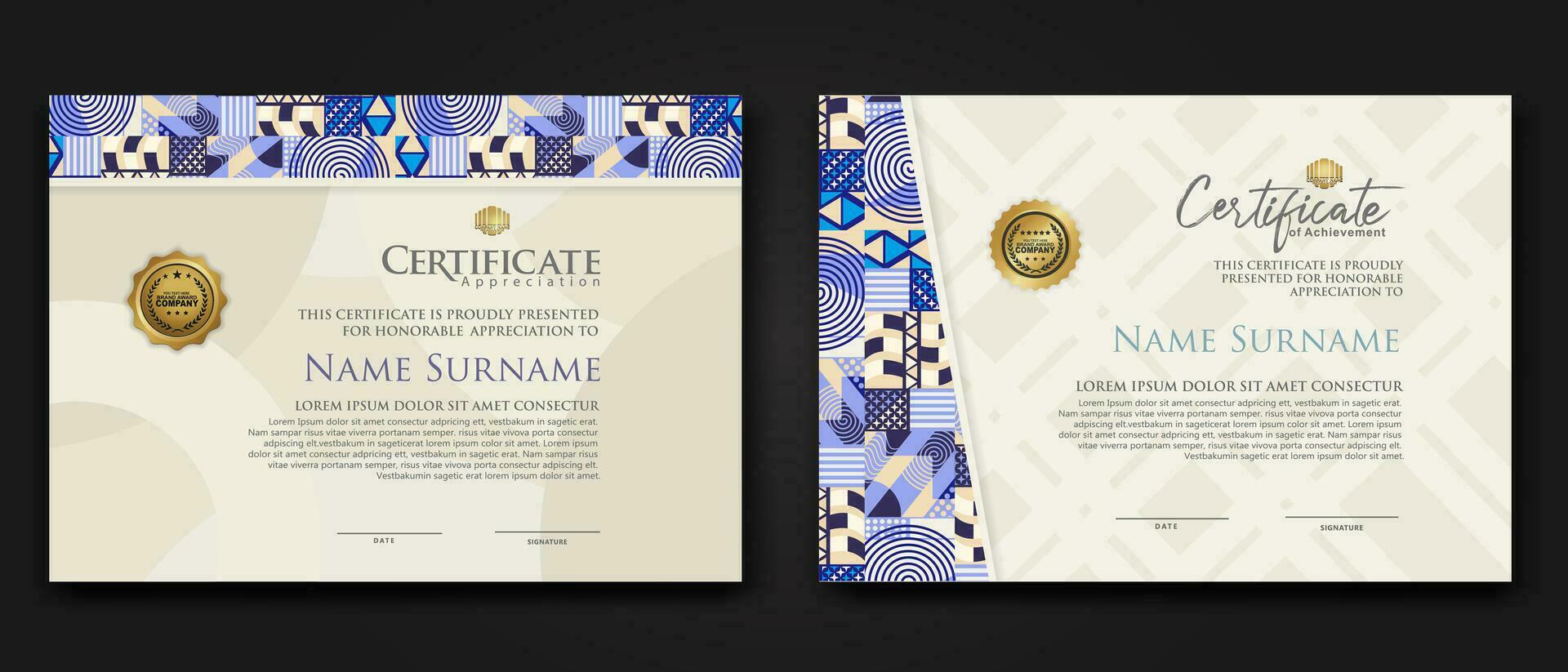 Certificate template with geometric artwork design and simple shapes.vector Illustration vector