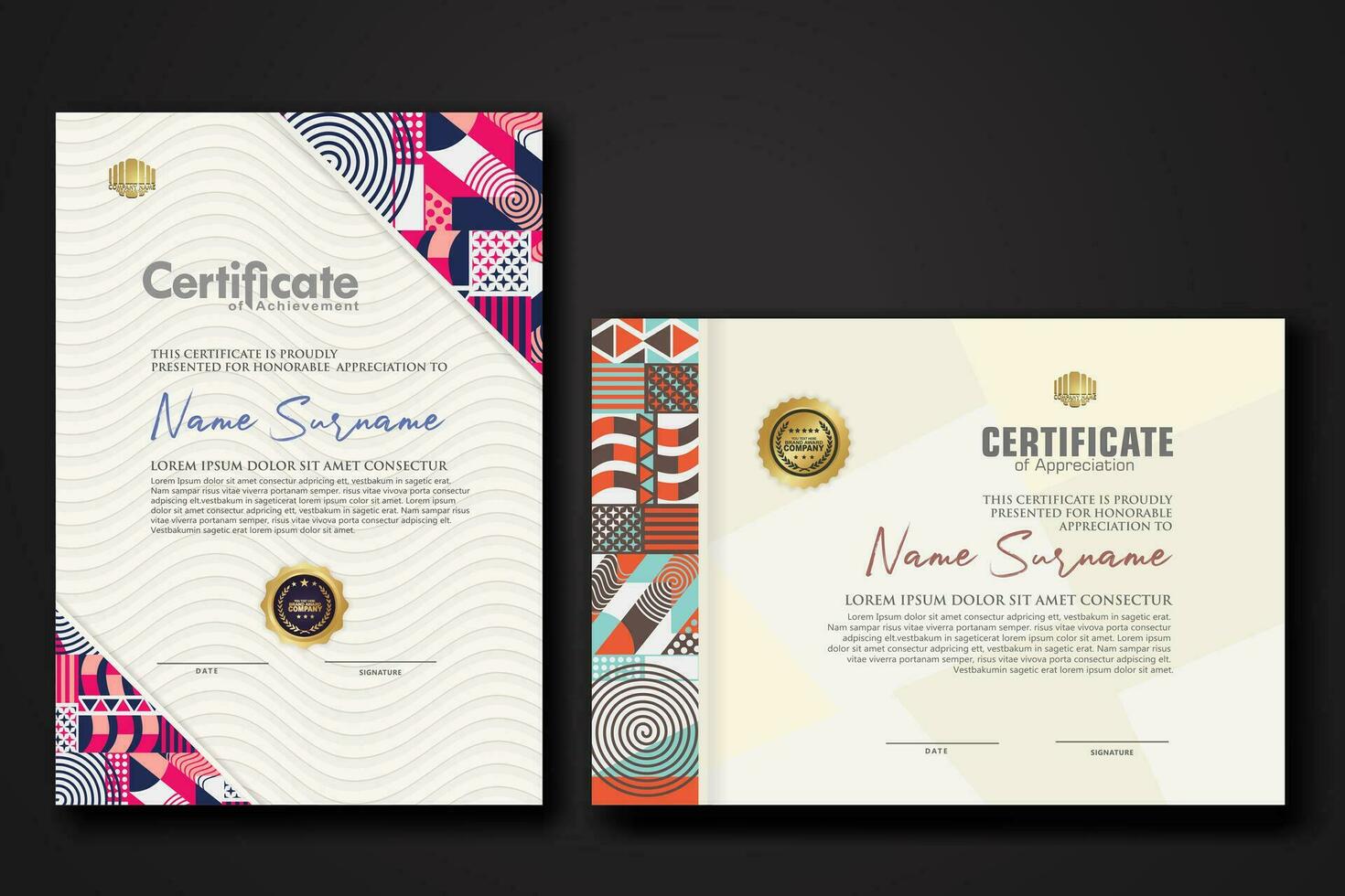 certificado modelo con geométrico obra de arte diseño y sencillo formas.vector ilustración vector