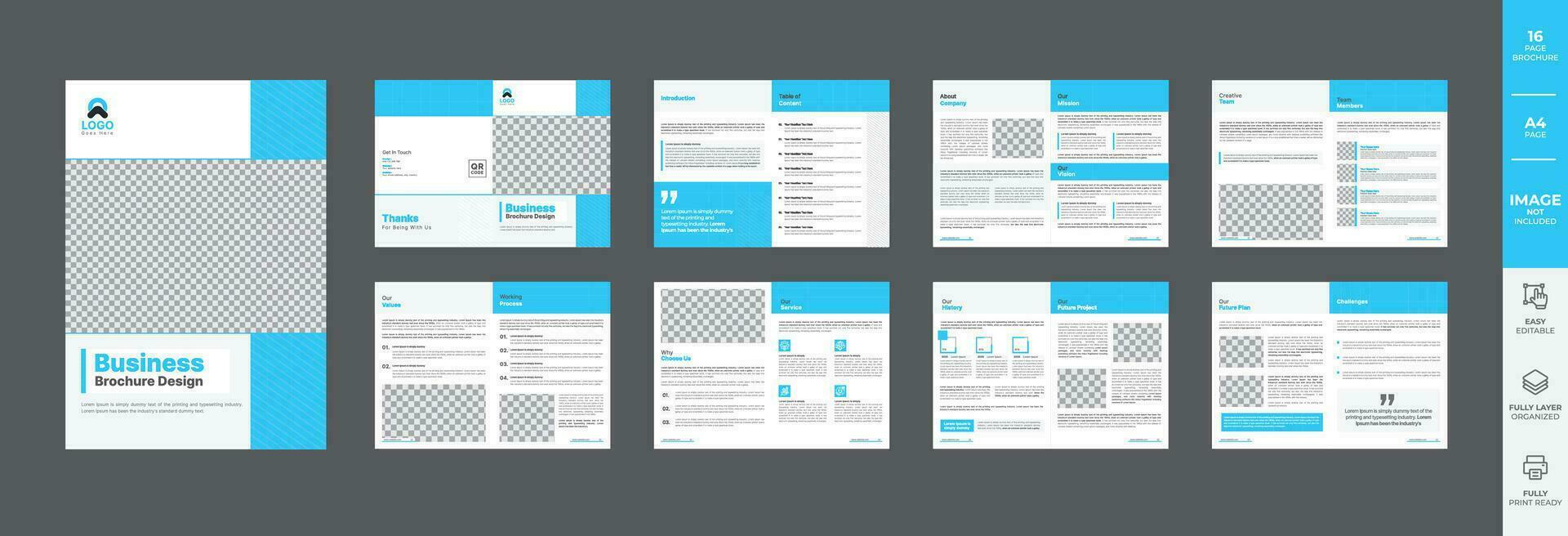 Company business brochure design with minimal 16page professional brochure vector