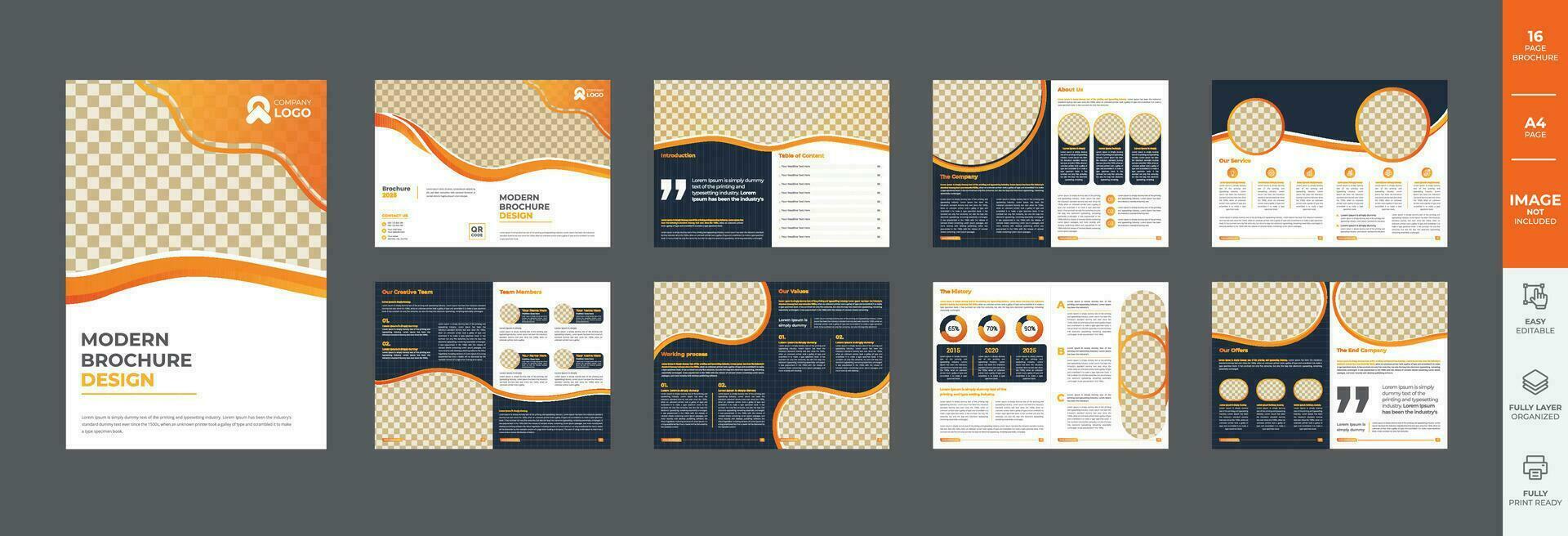 Modern business template design with creative shapes multipage brochure vector