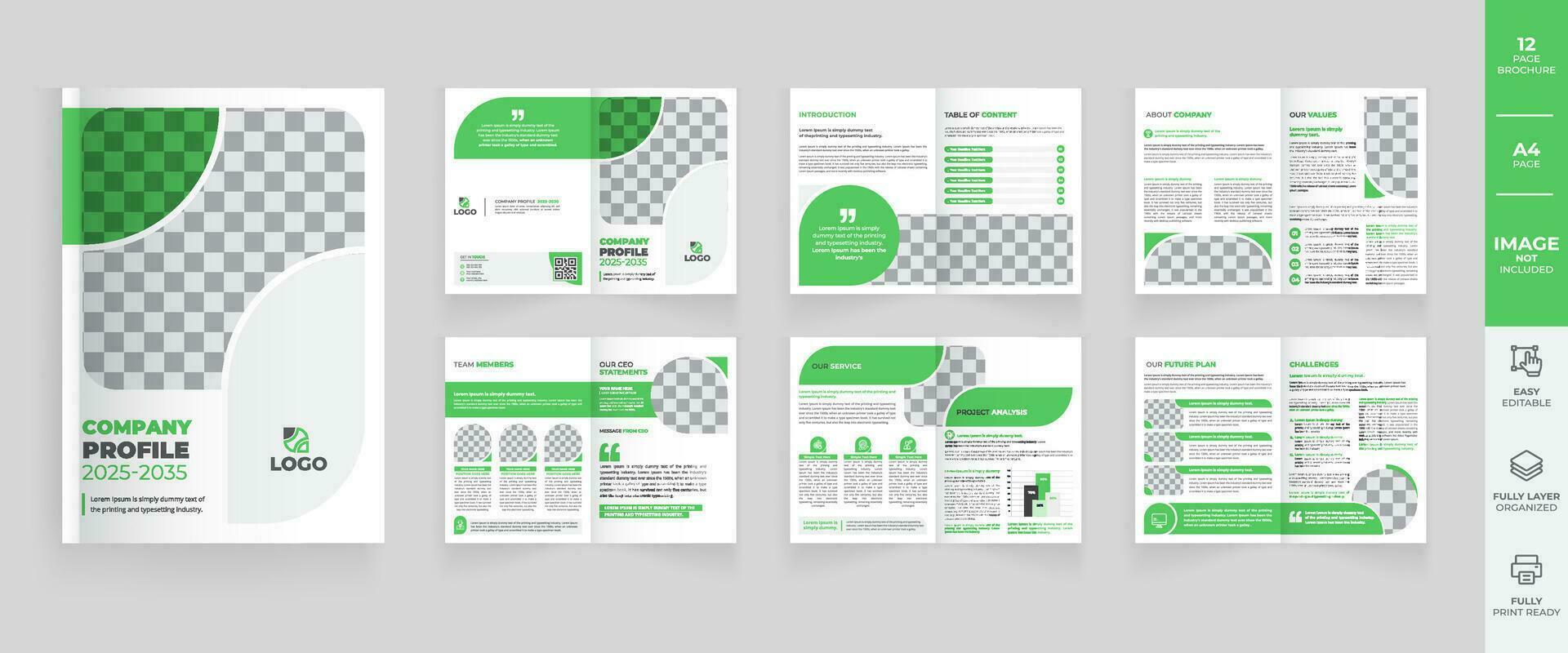Multipage business brochure design, modern business template design, annual report template layout vector