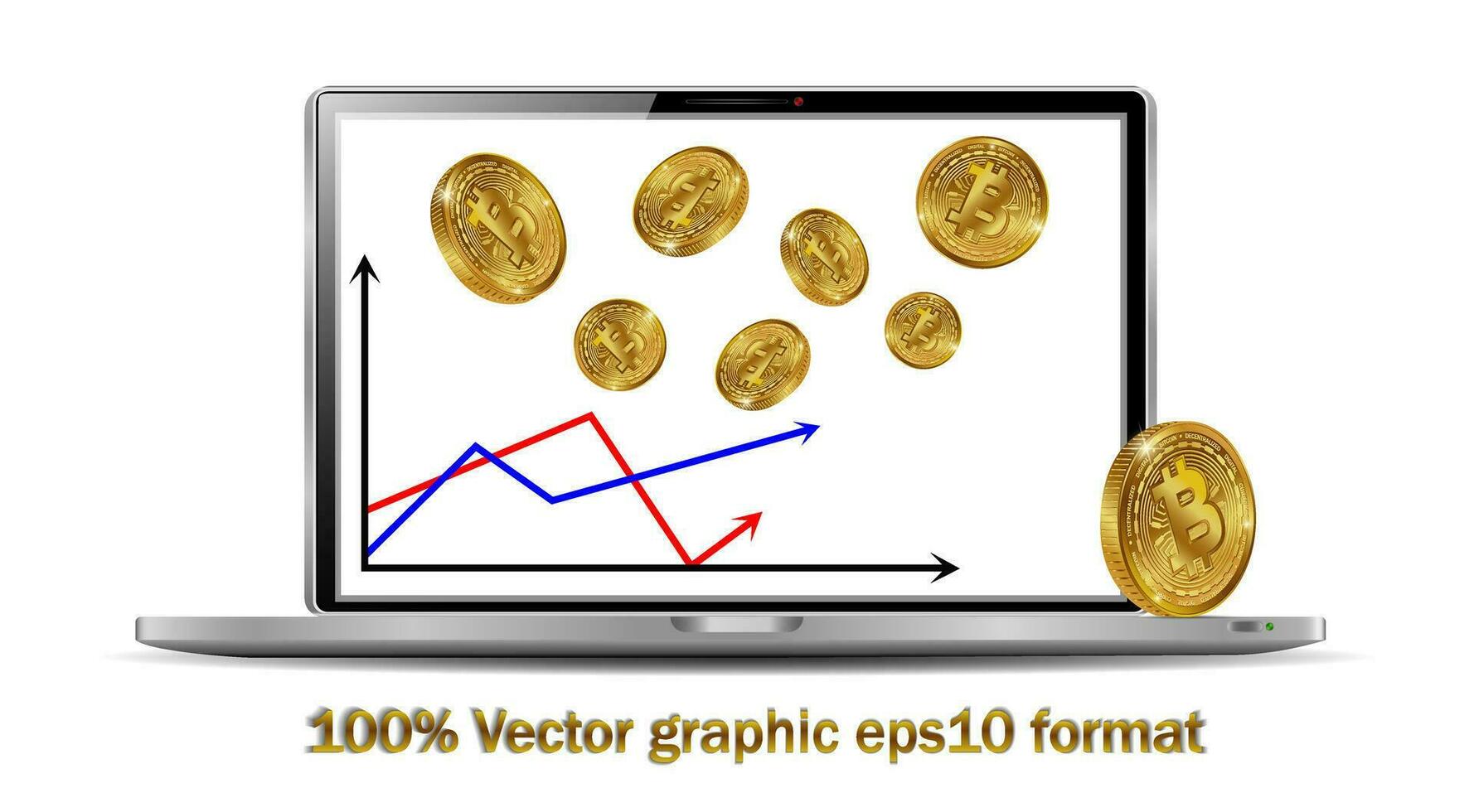 negocio y global financiero conexiones, criptomoneda, bitcoin comercio, en línea bancario y dinero transferir concepto diseño, vector ilustración con estructura metálica y ordenador portátil computadora