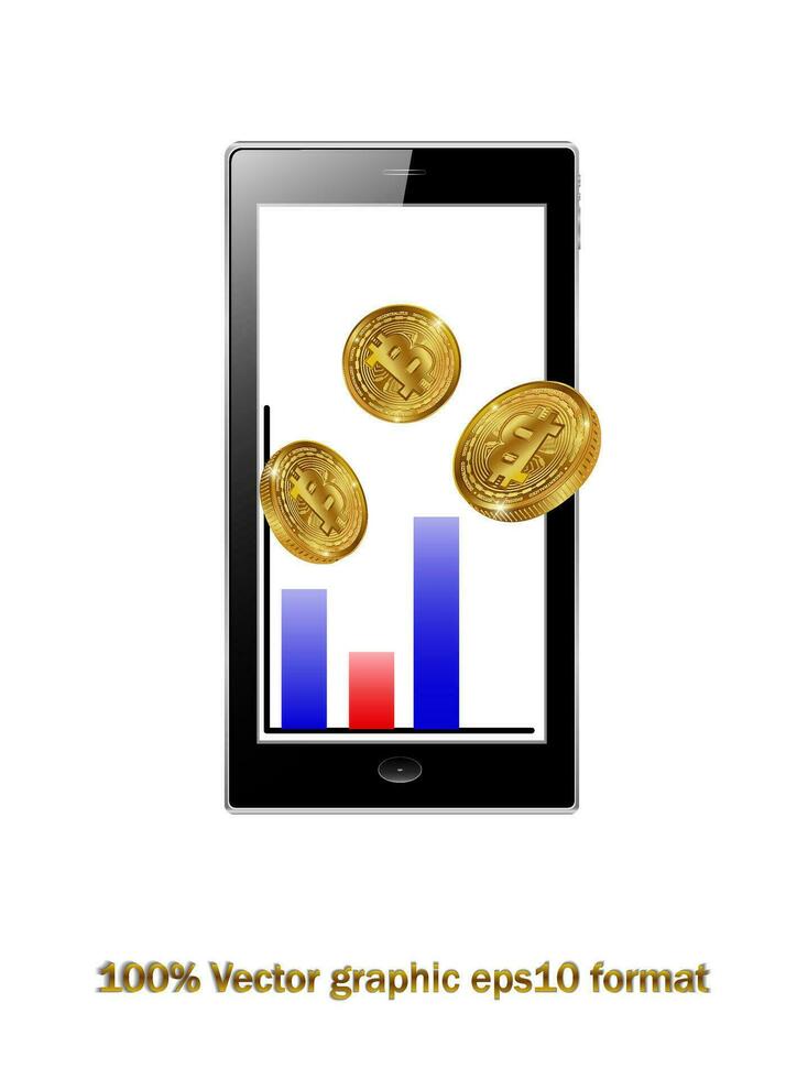 Business and Global Financial Connections, Cryptocurrency, Bitcoin Trading, Online Banking and Money Transfer Concept Design, Vector Illustration and smartphone