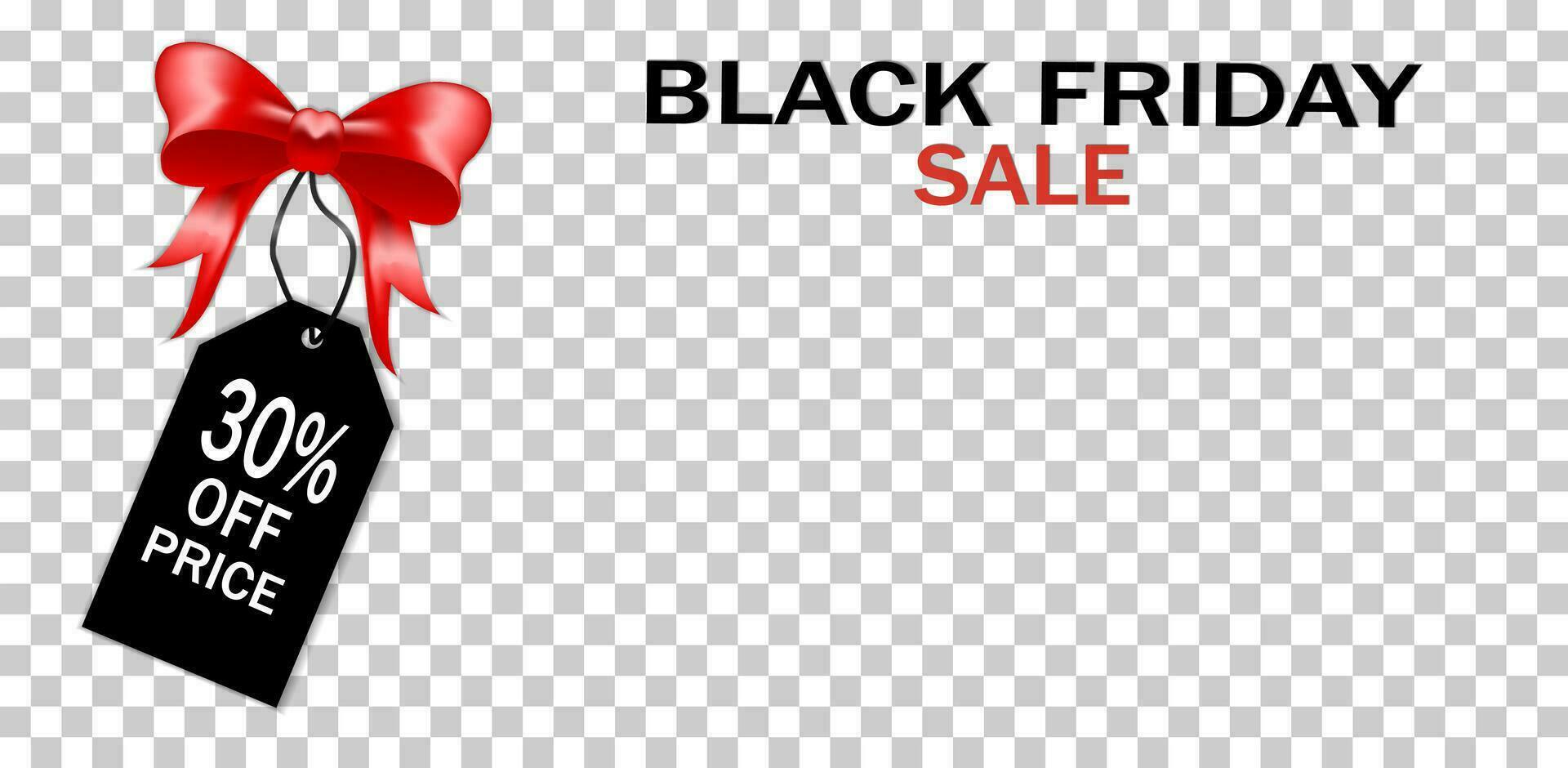 Decorative black bow with ribbons and price tag, for black friday sale design. Vector illustration