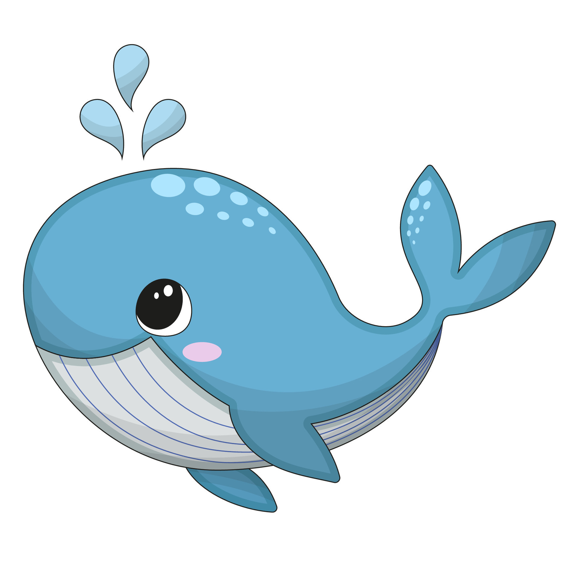Vector illustration of cartoon cute happy whale for design element. Funny  sea animal on a white background. 27197220 Vector Art at Vecteezy