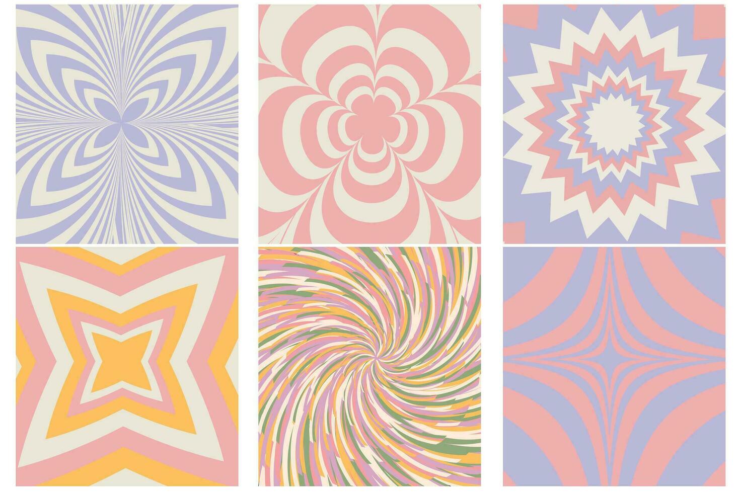 maravilloso hippie 70s antecedentes. ondas, remolino, giro modelo con corazón, margarita, flor, mariposa. retorcido y distorsionado vector textura en de moda retro psicodélico estilo. y2k estético. vector