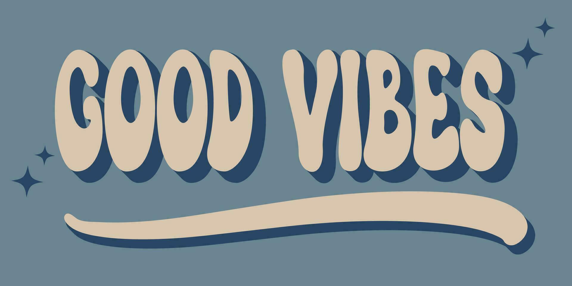 Vintage good vibes slogan illustration with pastel colors. Retro graphic vector print for  shirt and sticker