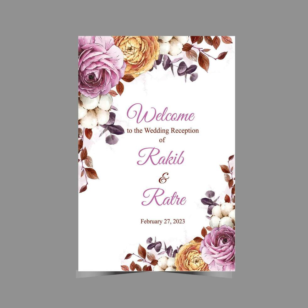 wedding card template vector