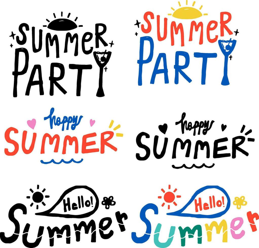 Summer wording vector colorful and black color