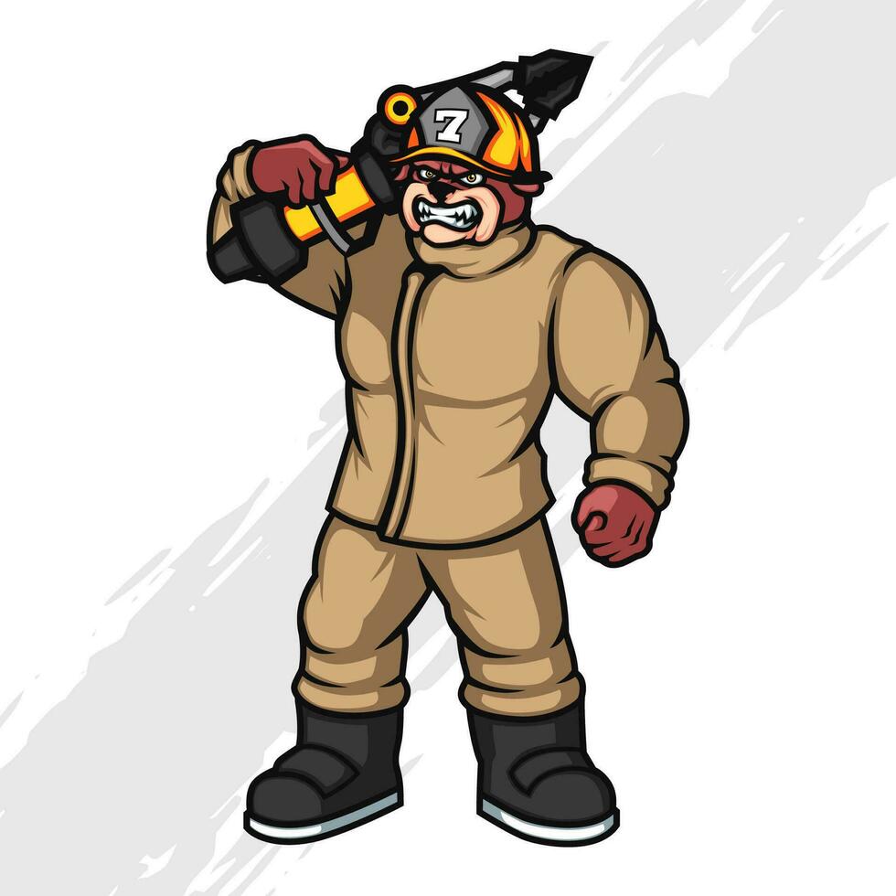 Firefighter Bulldog Mascot Vector Character