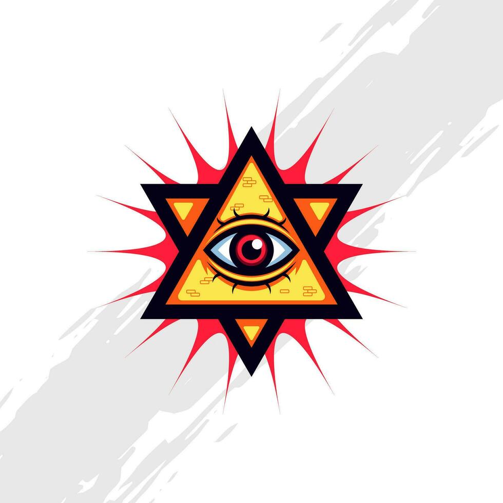 All Seeing Eye Star Emblem Badge Vector Logo