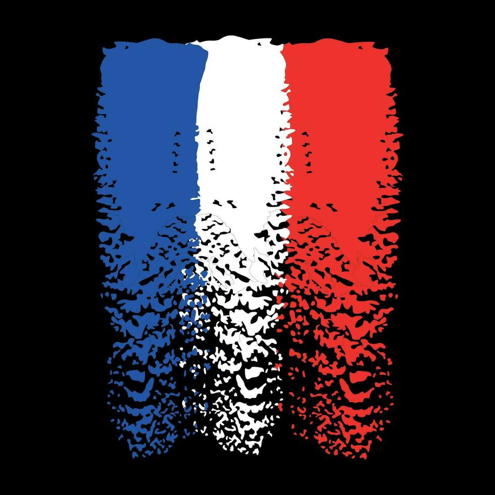 diseño para un playa con azul, blanco y rojo Pinceladas en un negro antecedentes. vector ilustración con el colores de el francés bandera.