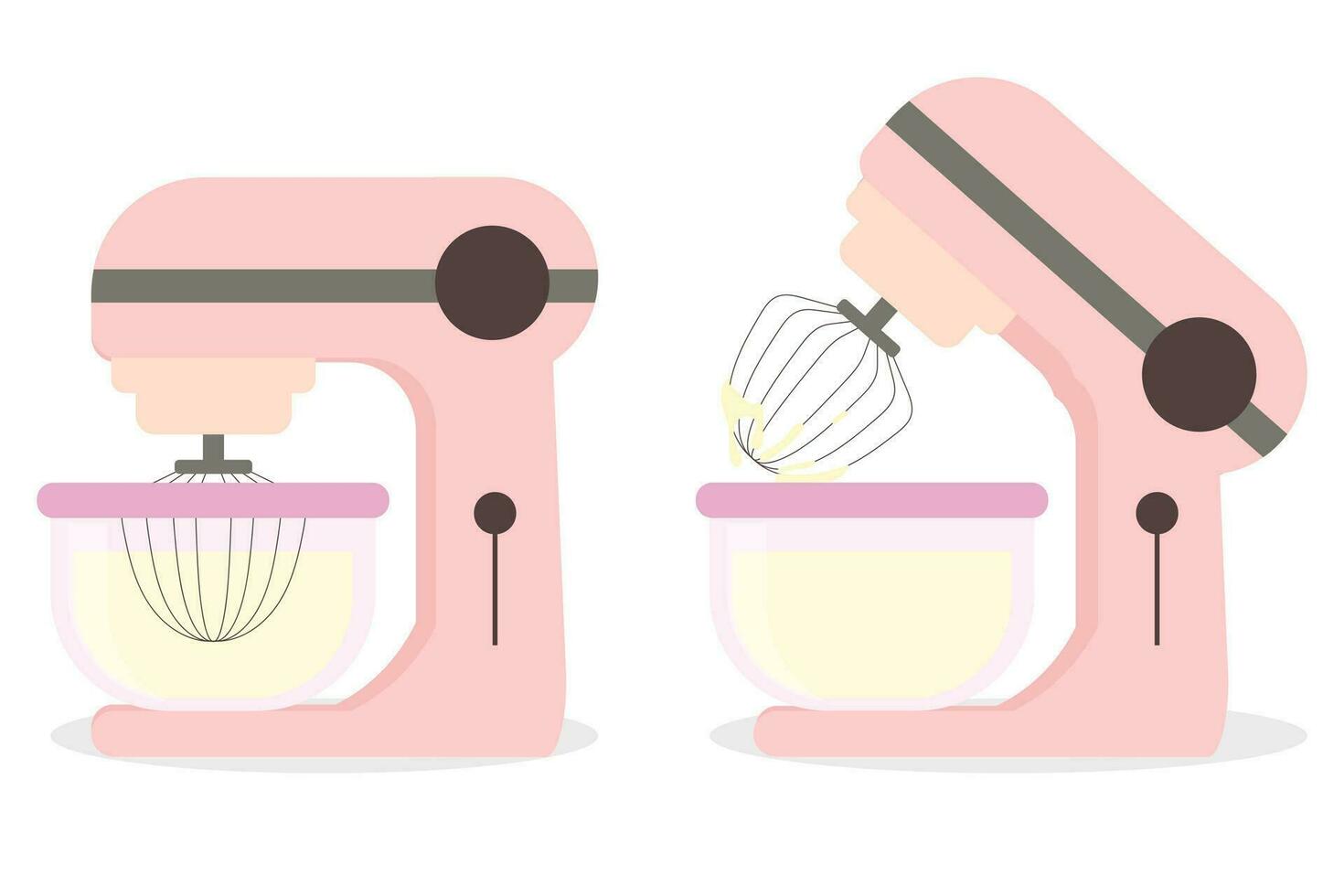 Flat vector design of isolated pink stand mixer, kitchen mixer, electric food mixer, food processor for baking tool.