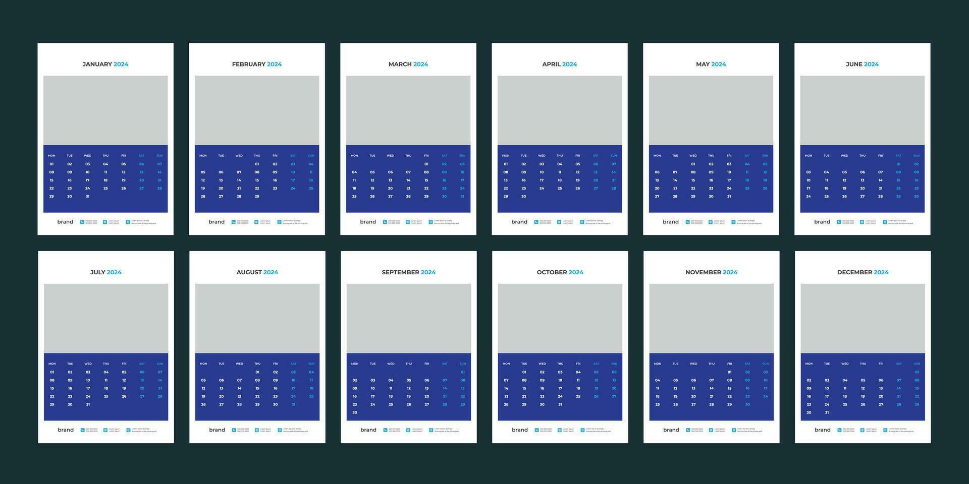 wall calendar 2024 template design 27197406 Vector Art at Vecteezy
