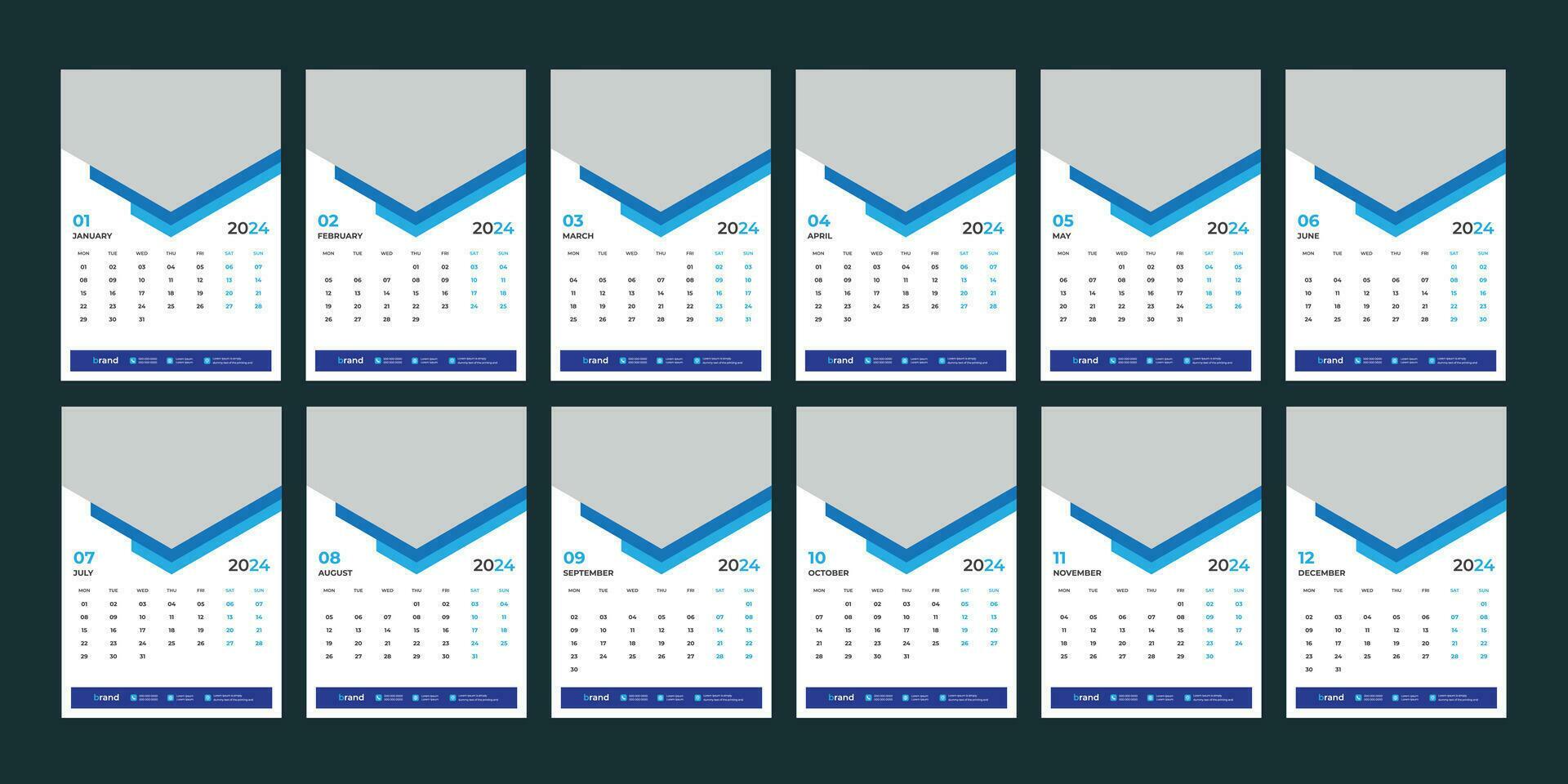 wall calendar 2024 template design 27197418 Vector Art at Vecteezy