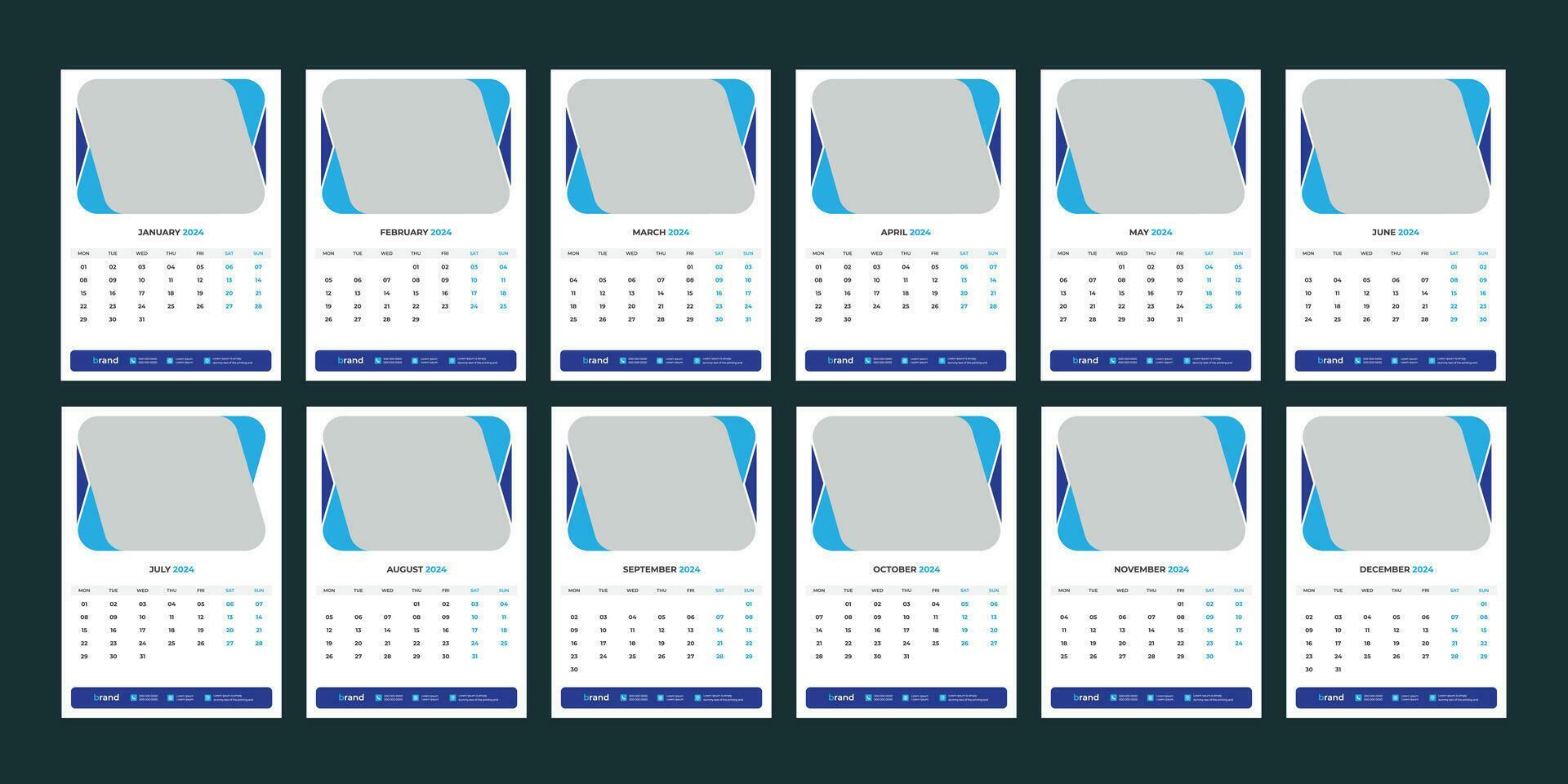 wall calendar 2024 template design 27197419 Vector Art at Vecteezy