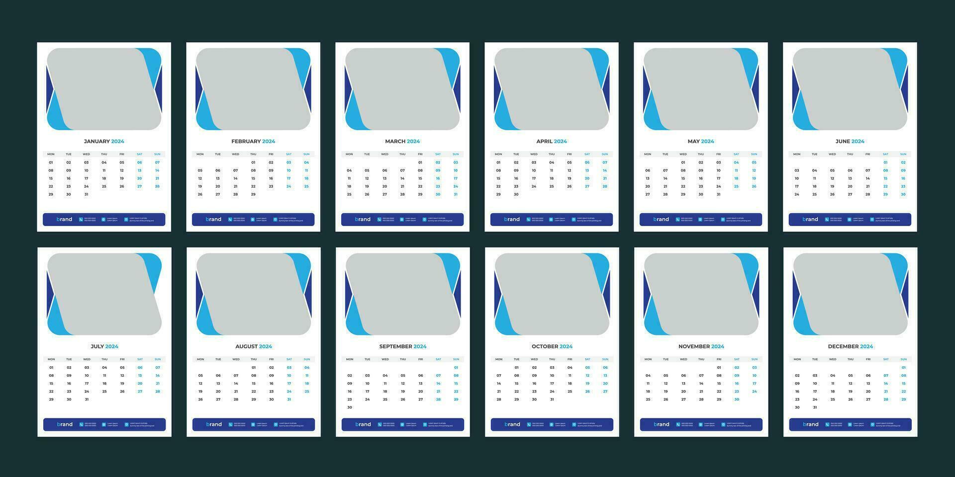 wall calendar 2024 template design vector