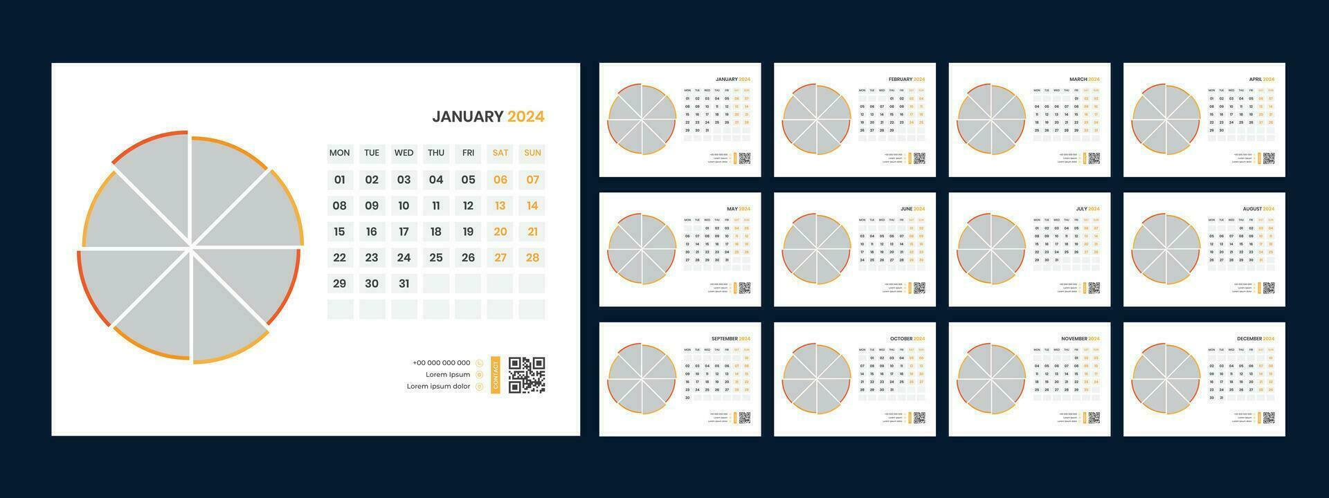 Vector desk calendar template 2024