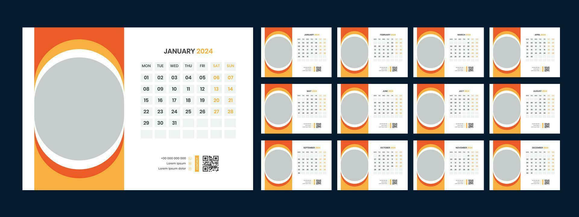 Vector desk calendar template 2024