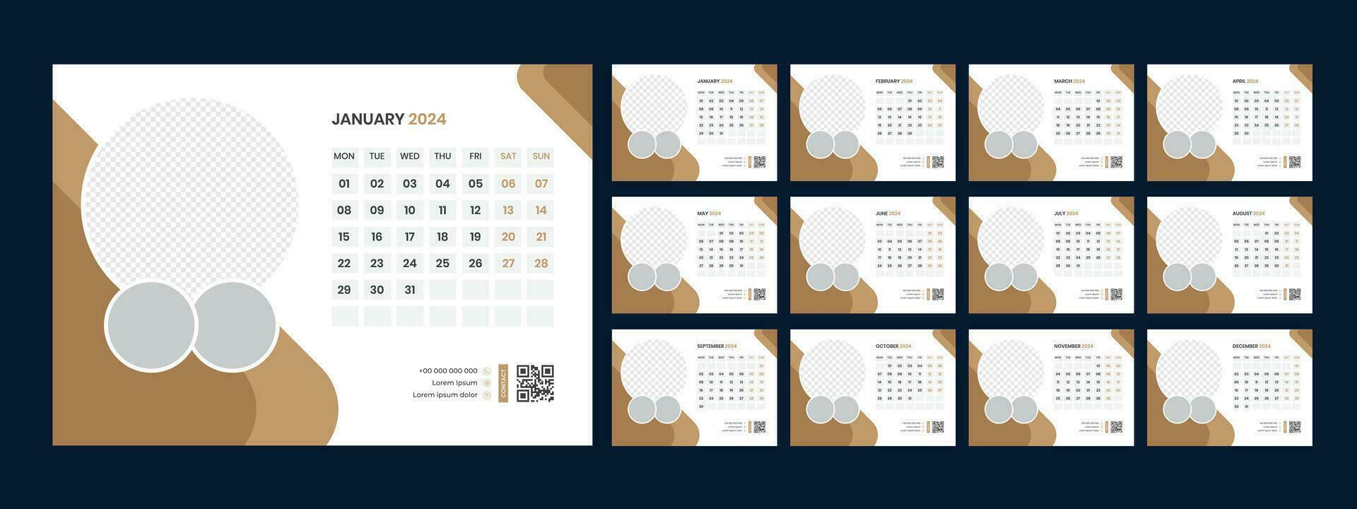 Vector desk calendar template 2024