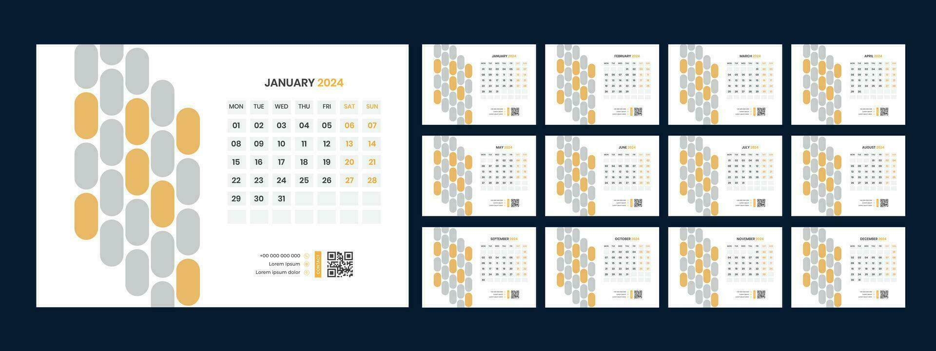 Vector desk calendar template 2024
