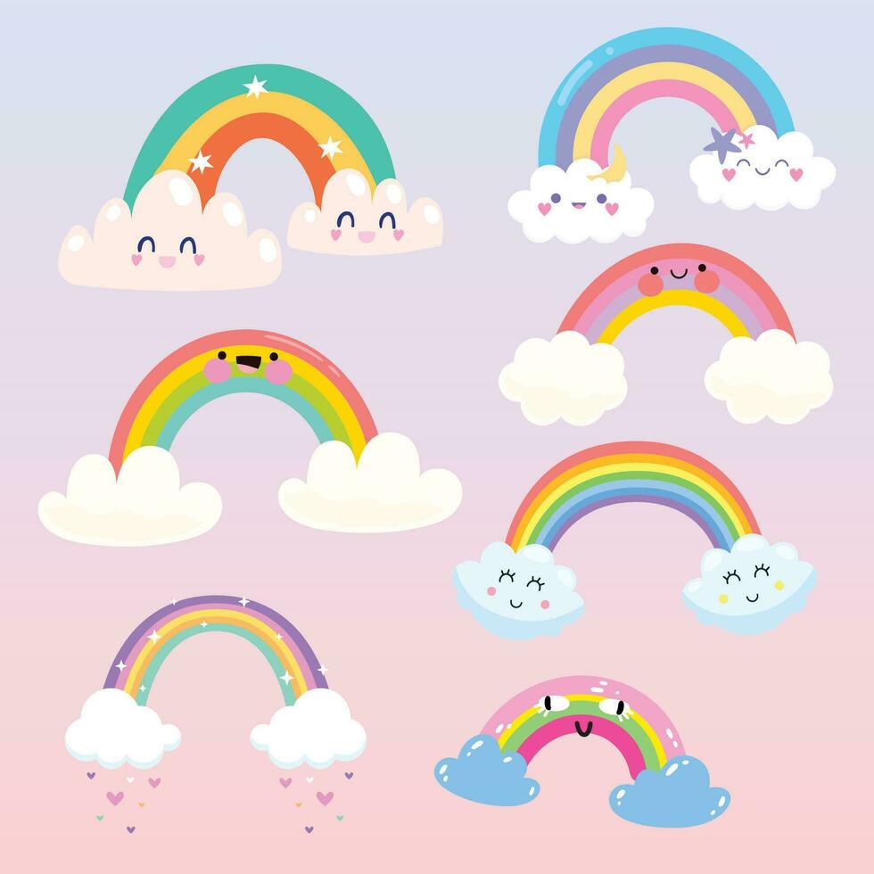 Vector flat rainbow de amor decoration element collection.