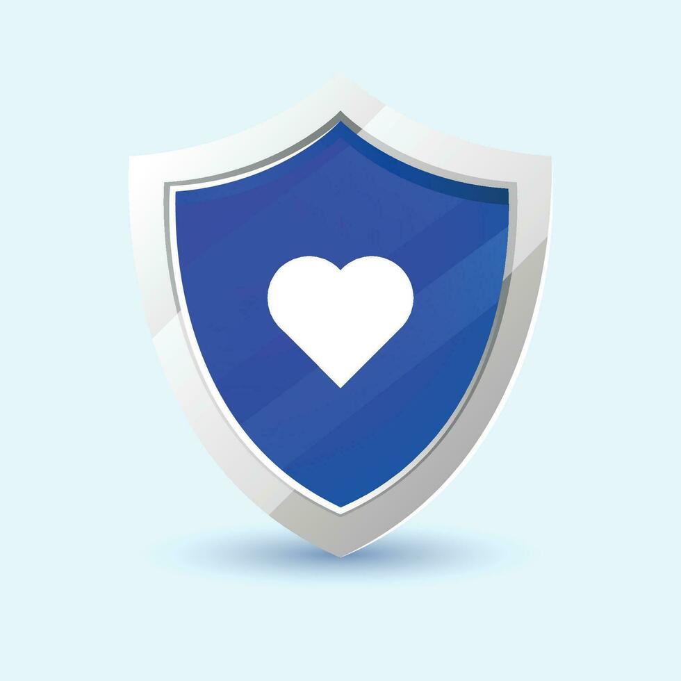 Vector shield protection on blue background
