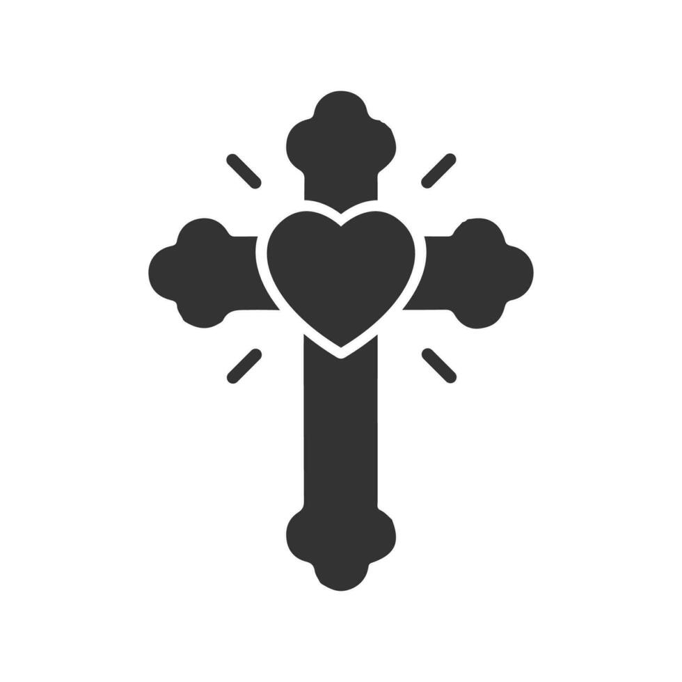 Vector illustration of love cross icon in dark color and white background
